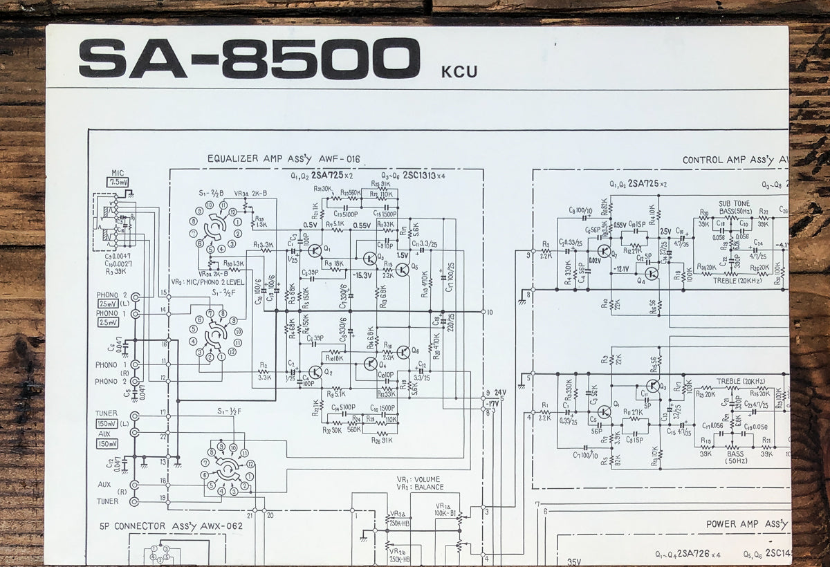 Pioneer SA-8500 KCU Amplifier Fold Out Schematic *Original*