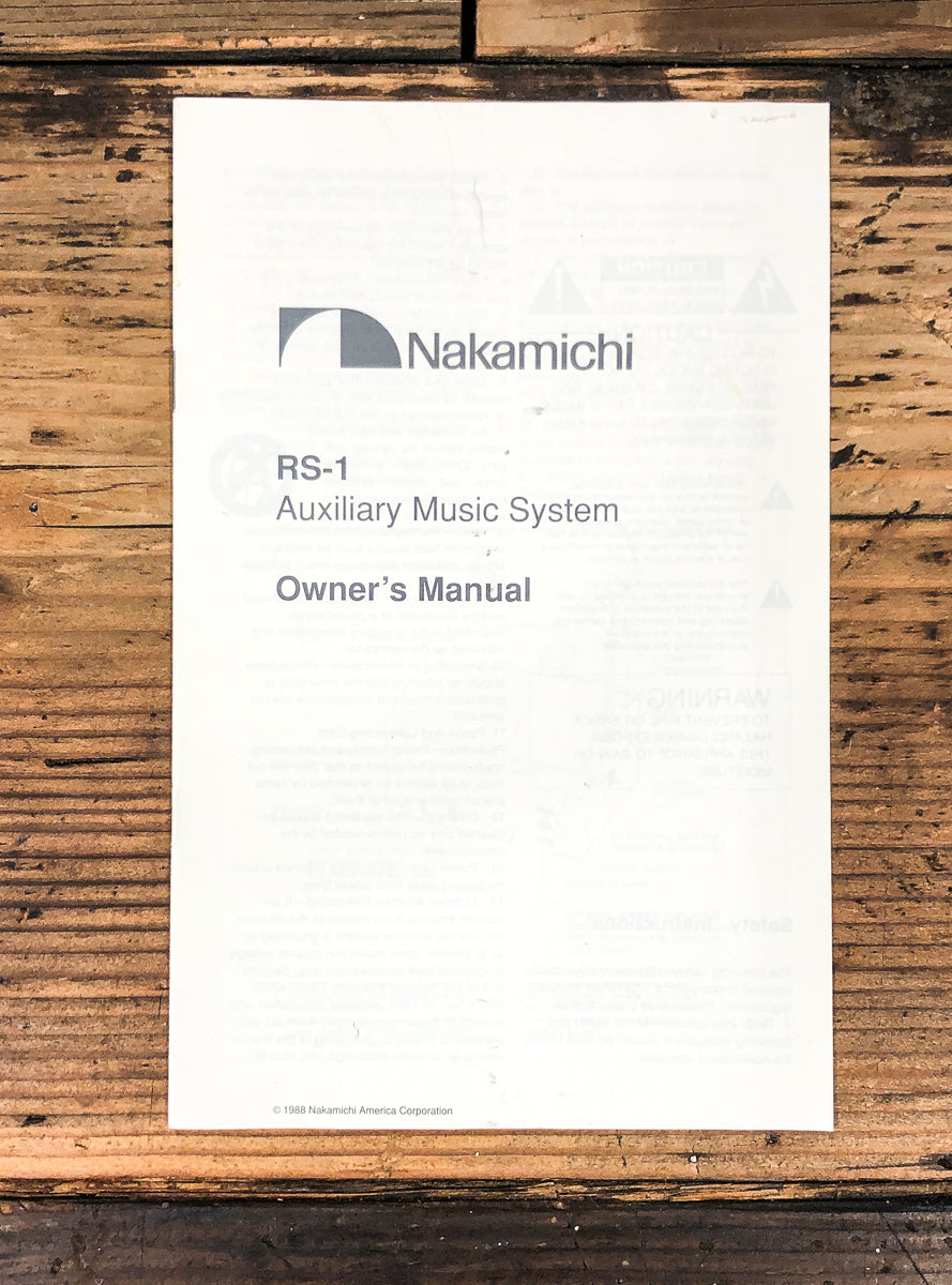 Nakamichi RS-1 Music System Owners / User Manual *Original*