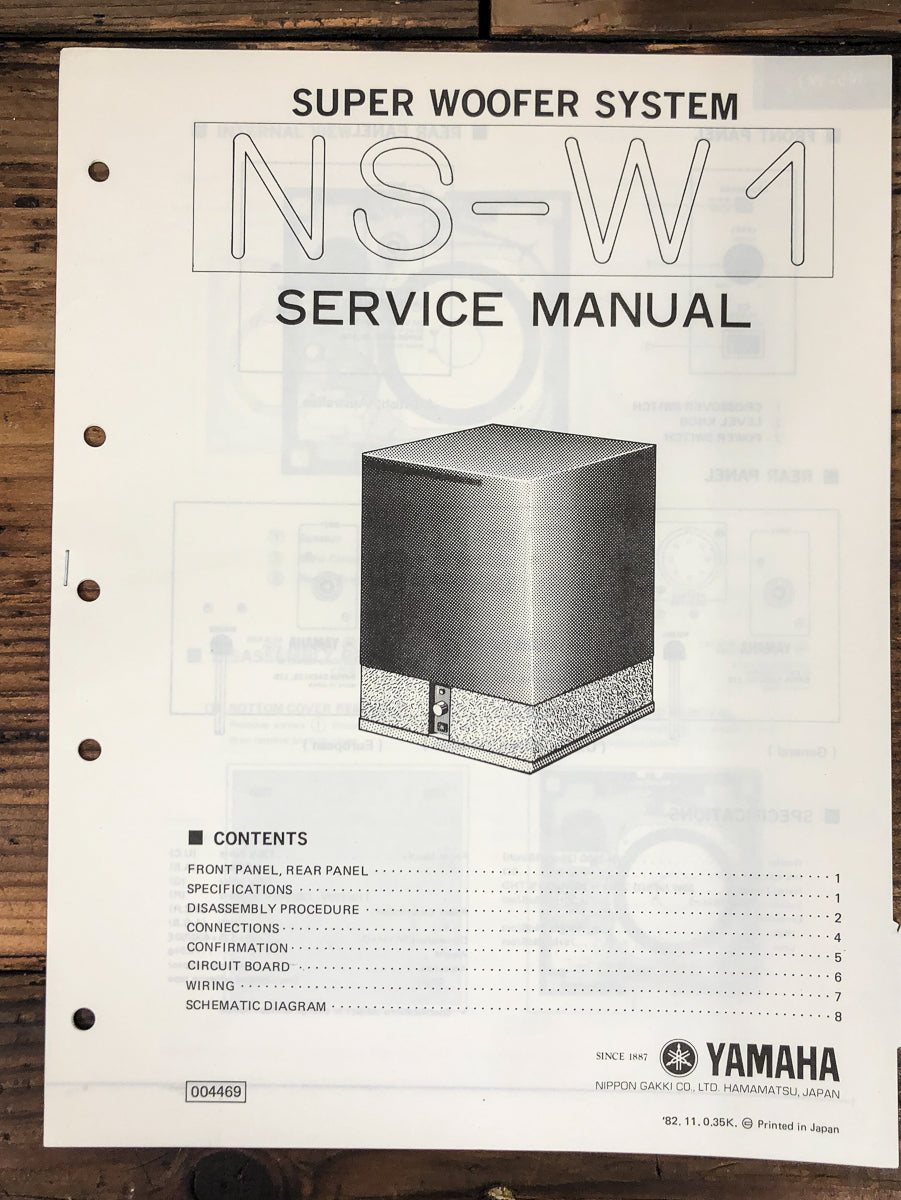 Yamaha NS-W1 Super Woofer Service Manual *Original*