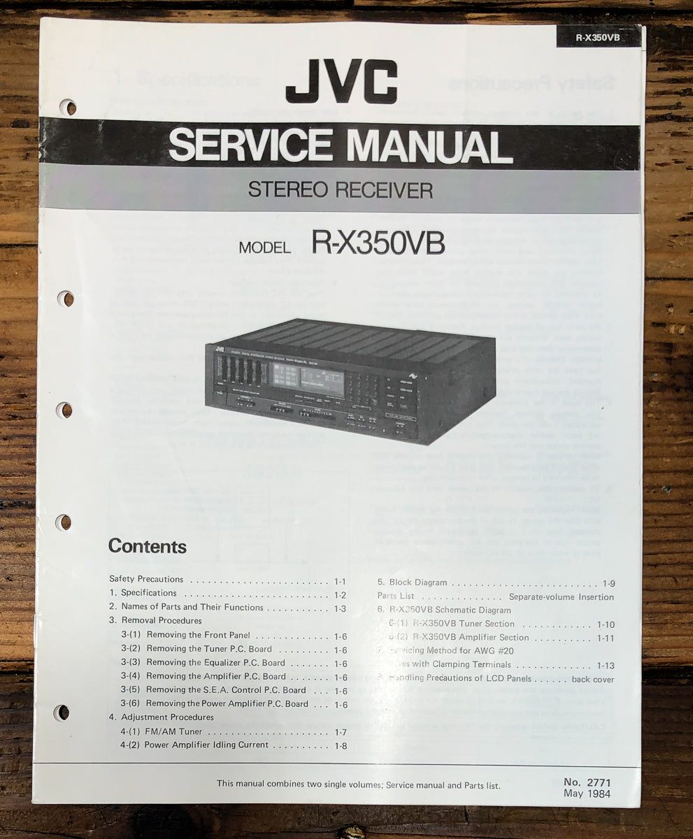 JVC R-X350 Amplifier Service Manual *Original*