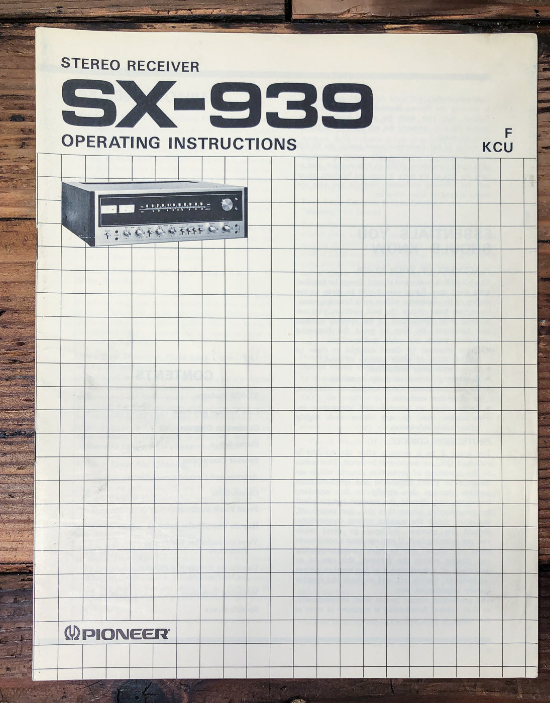 Pioneer SX-939 Receiver Owners / User Manual *Original*