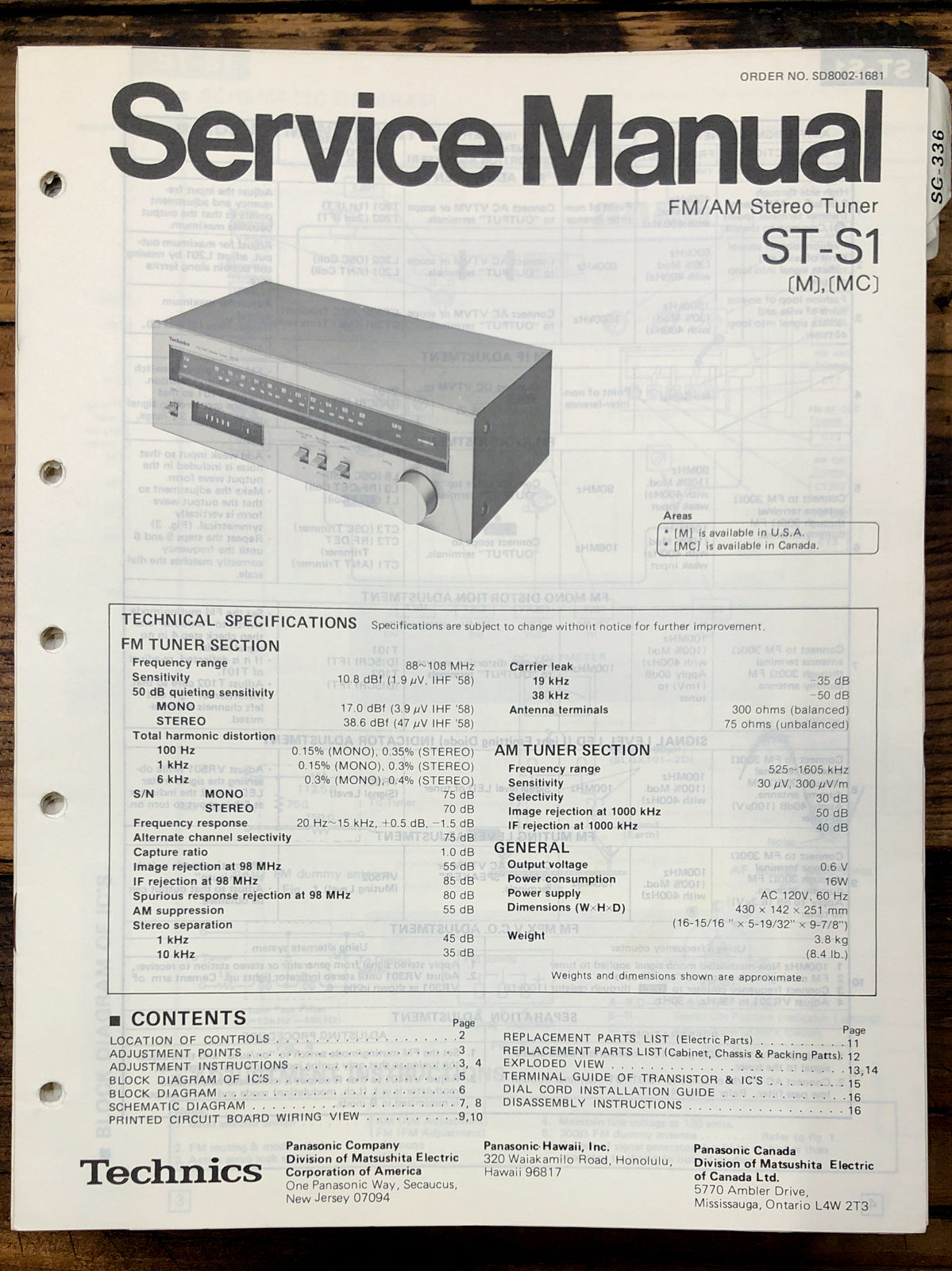 Technics ST-S1 Tuner Service Manual *Original*