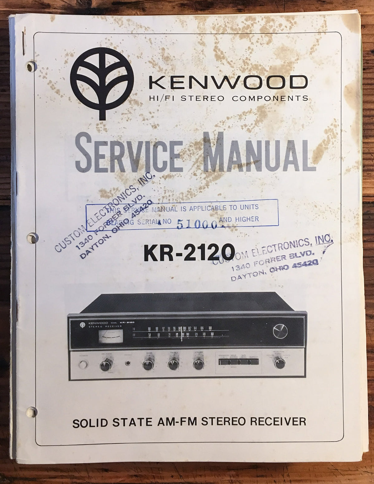 Kenwood KR-2120 Receiver Service Manual *Original*