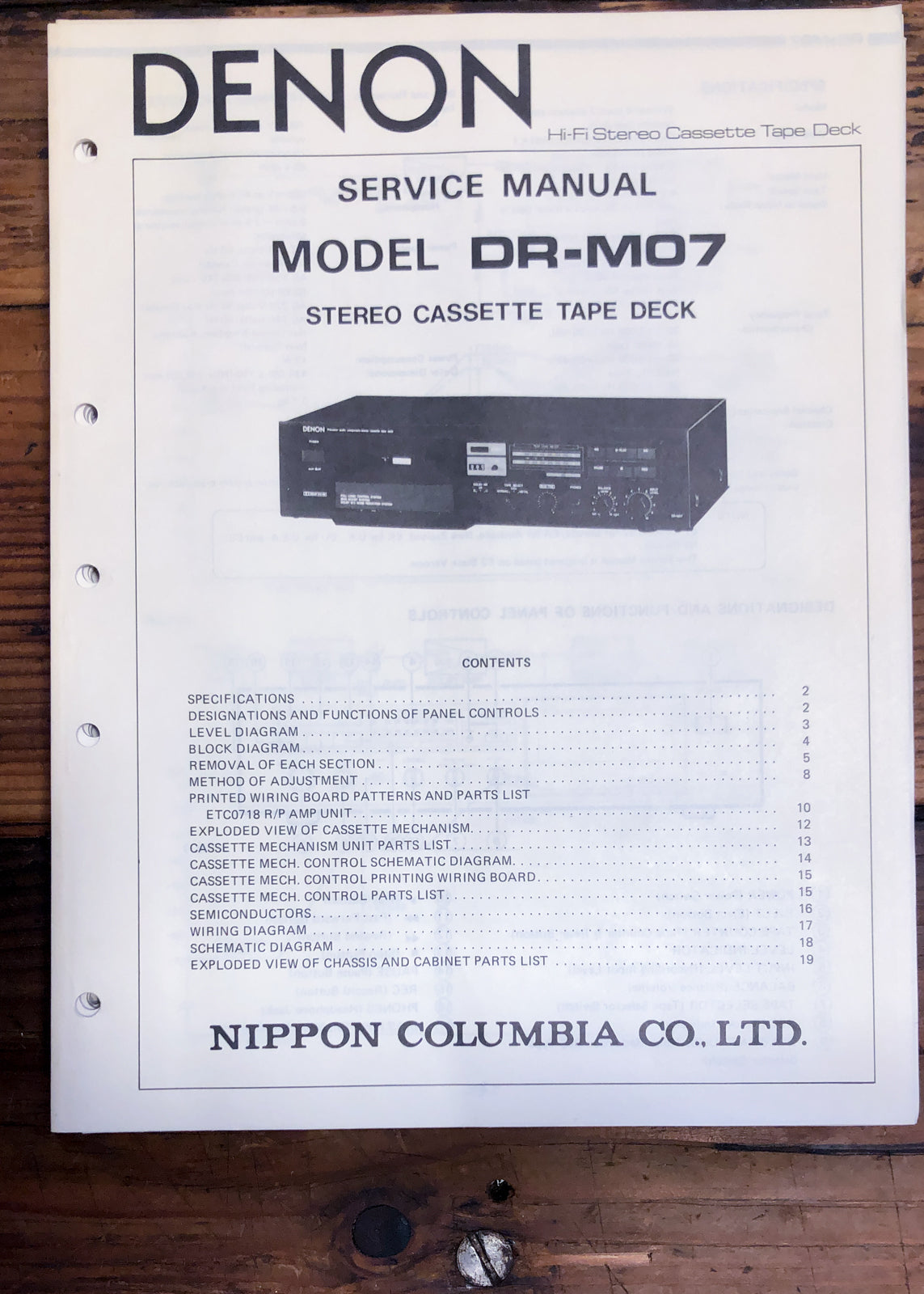 Denon DR-M07 Cassette Service Manual *Original*