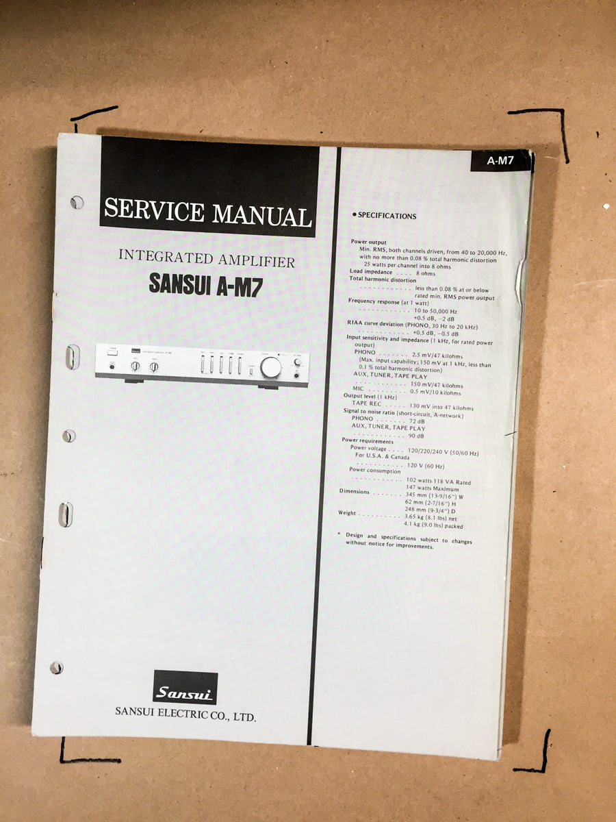 Sansui A-M7 Integrated Amplifier Service Manual *Original