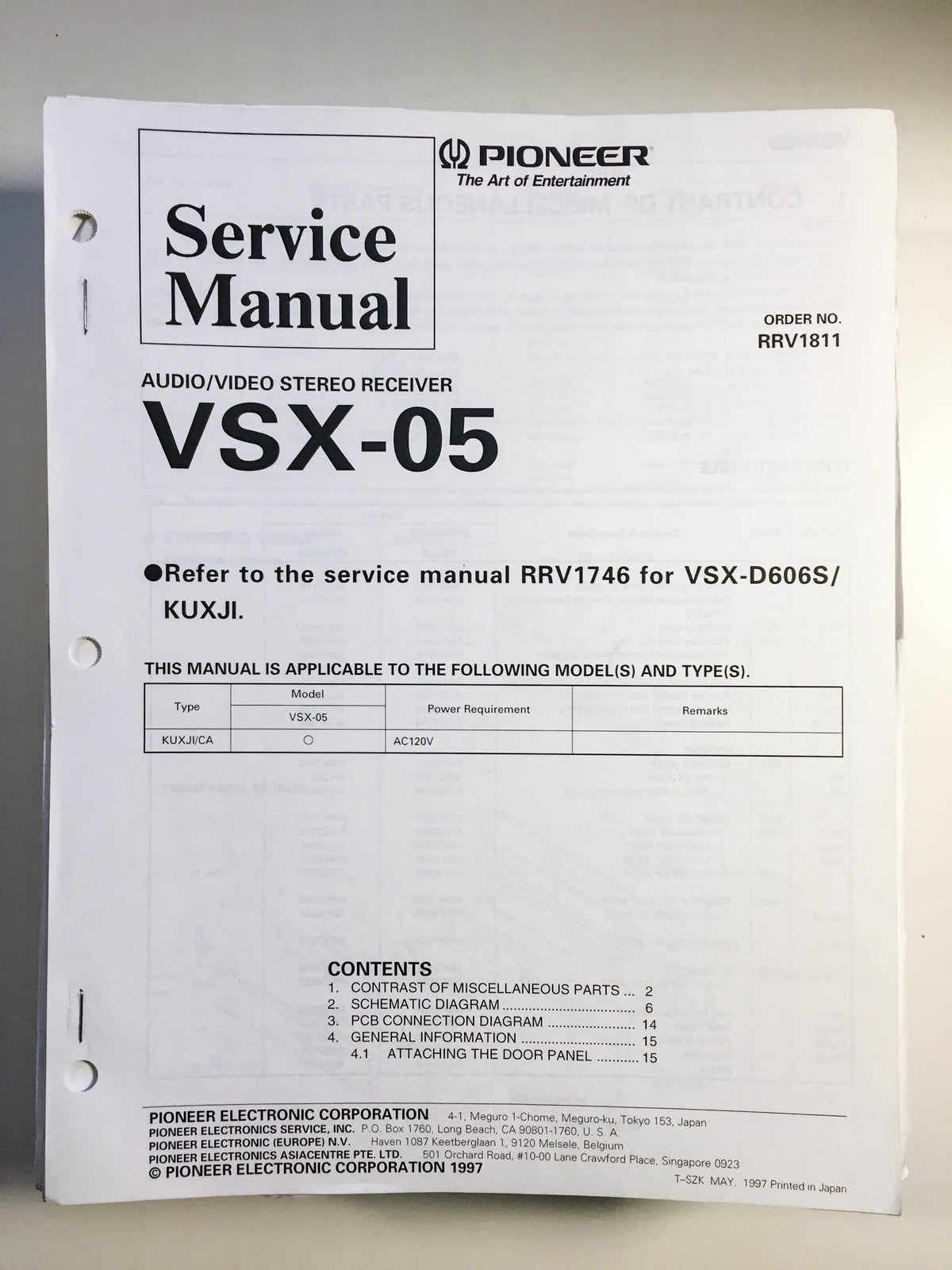 Pioneer VSX-05 Receiver Service Manual *Original*