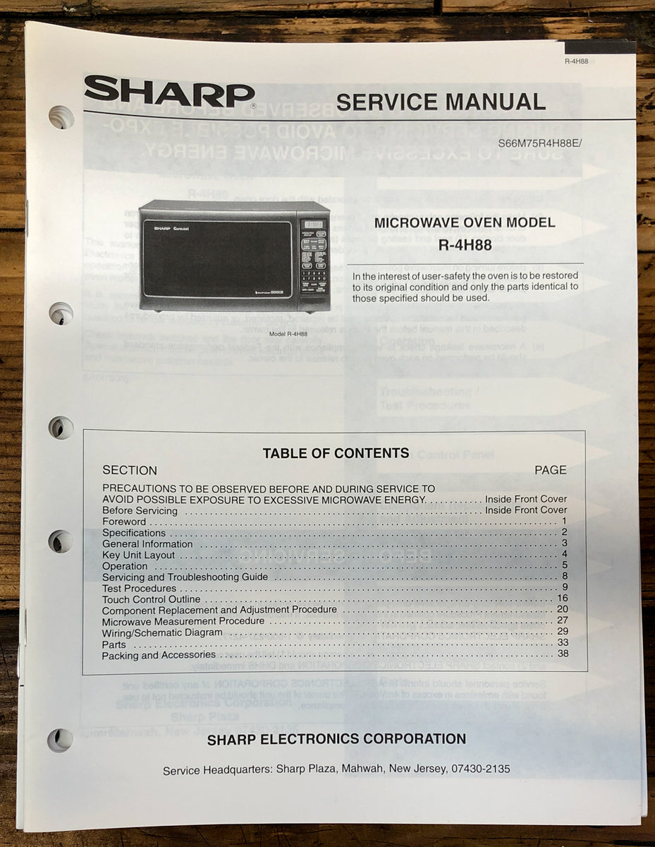 Microwave Service Manual *Original* – Vintage Audio Store - Vintage Service Manuals, Stereo ...