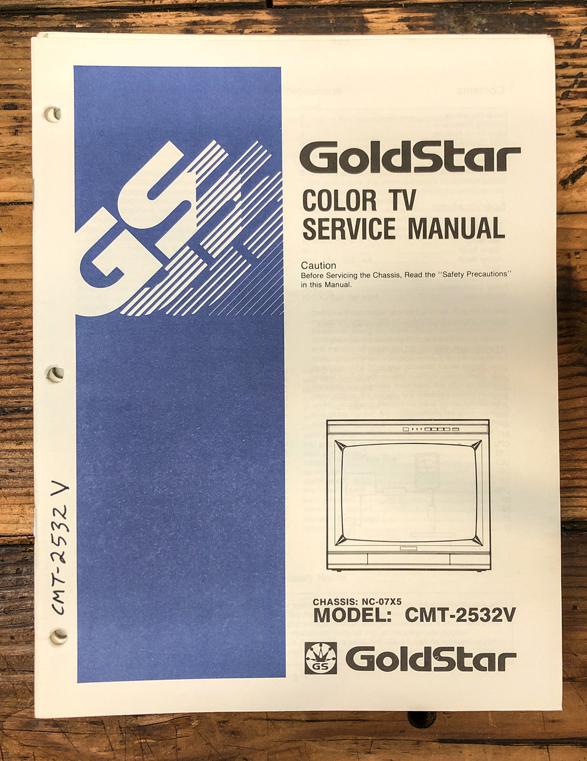LG Goldstar CMT-2532V Color TV Service Manual *Original*