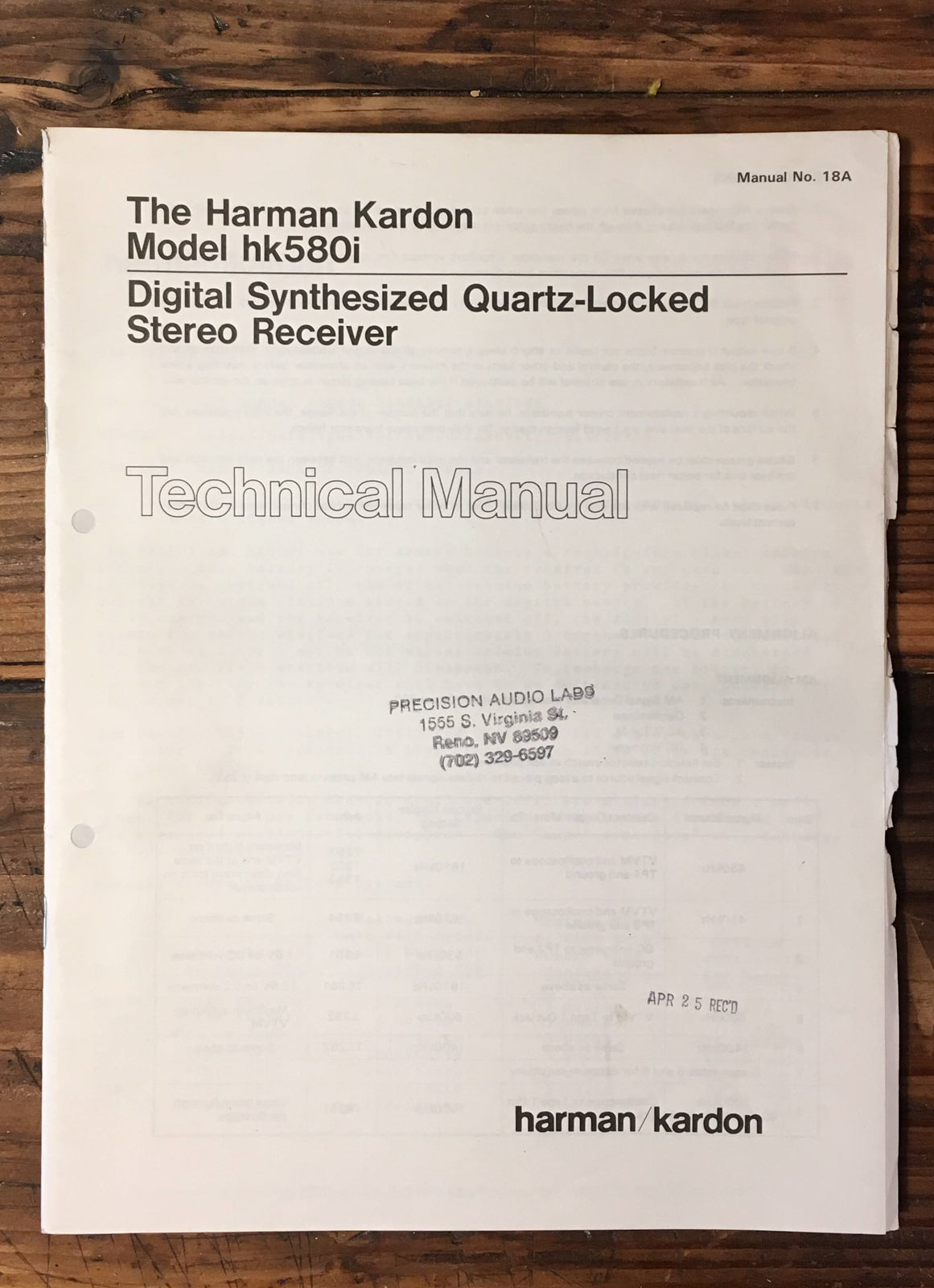 Harman Kardon HK580i HK-580i Receiver Service Manual *Original*