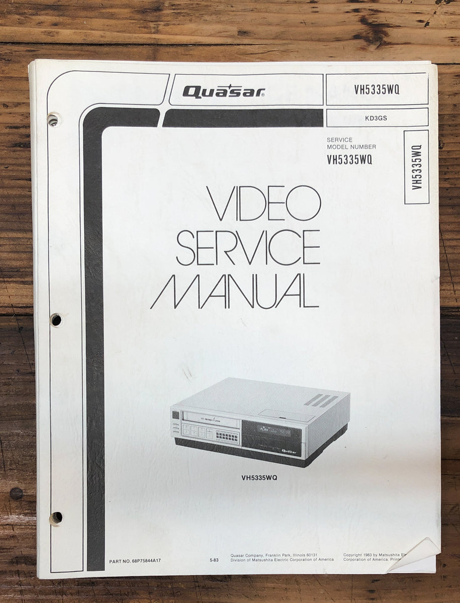 VCR Service Manual *Original* Vintage Audio Store Vintage Service Manuals, Stereo Brochures