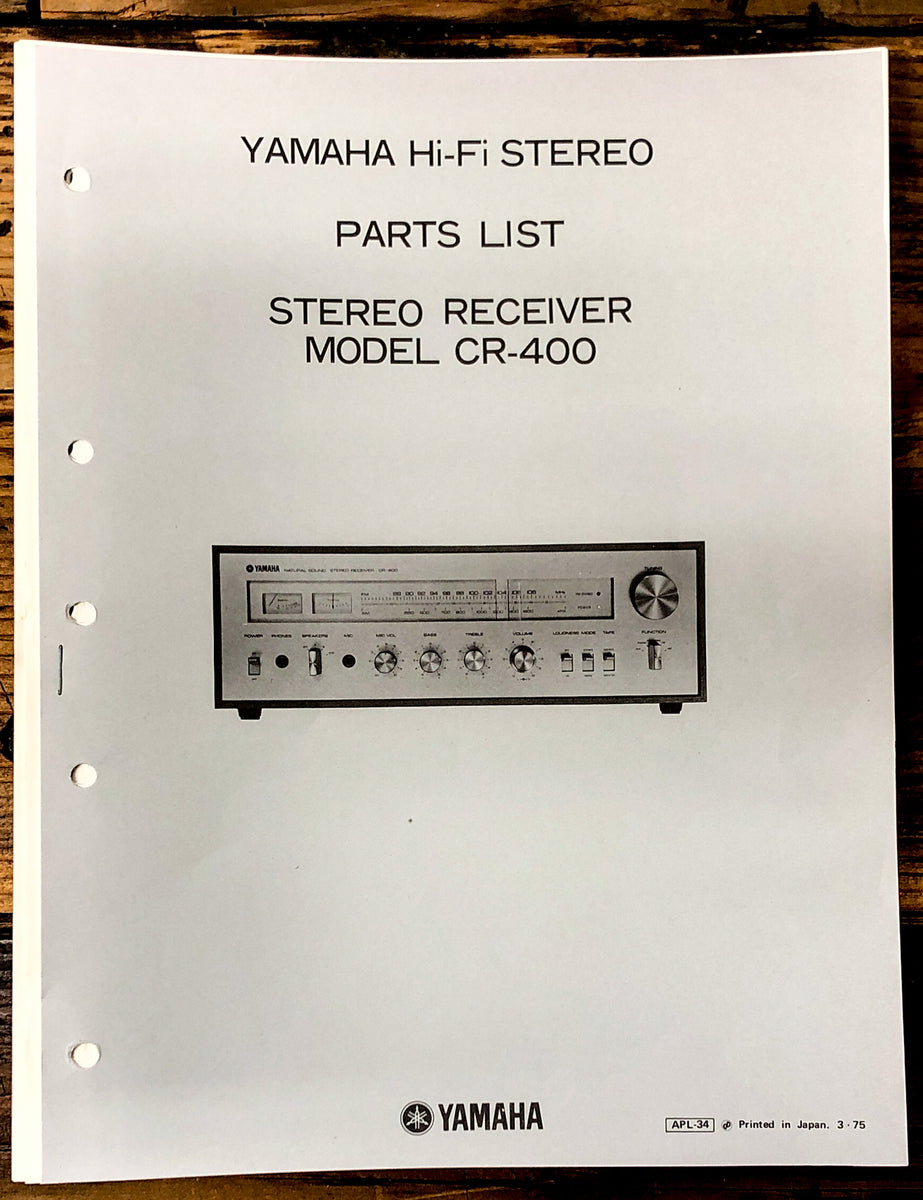 Receiver Parts List Manual *Original* Vintage Audio Store Vintage