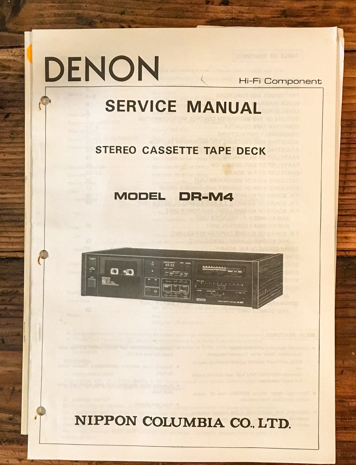 Denon DR-M4 Cassette Deck Service Manual *Original*