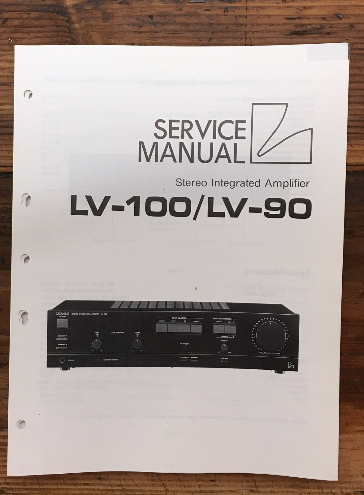 Luxman LV-90 LV-100 Integrated Amplifier Service Manual *Original*