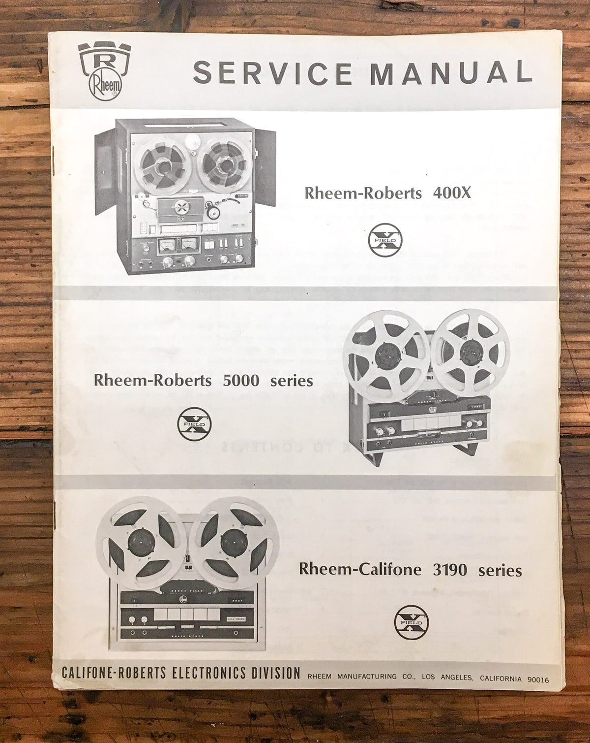 Rheem / Roberts Model 400x 5000 3190 Reel to Reel Service Manual *Original*
