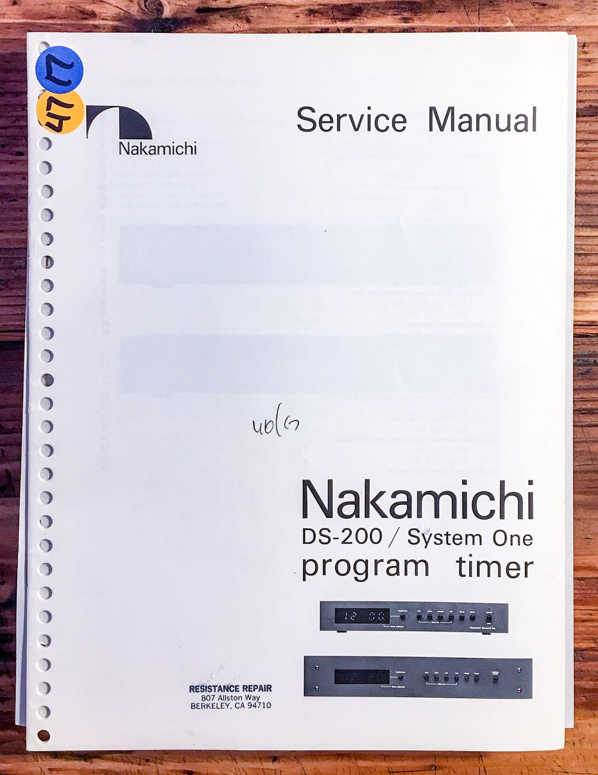 Nakamichi DS-200 Program Timer Service Manual *Original*