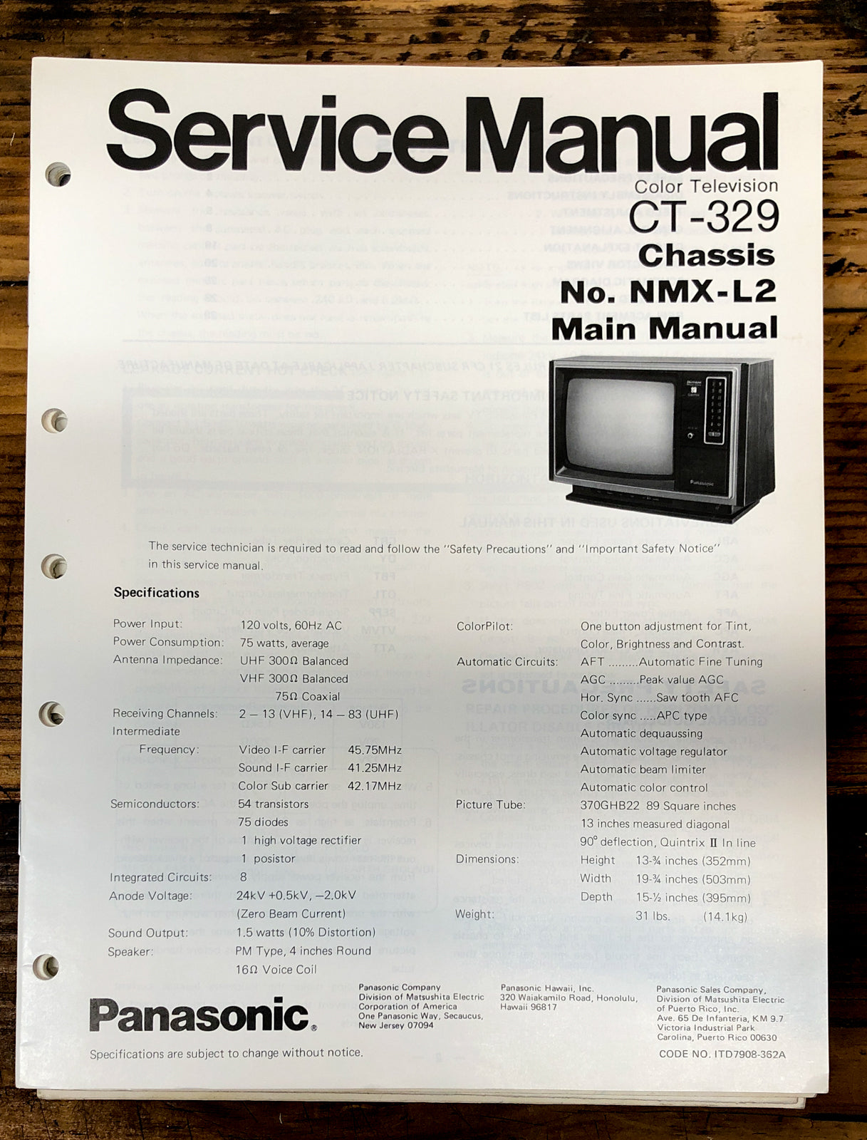 TV / Television Service Manual *Original* – Vintage Audio Store ...