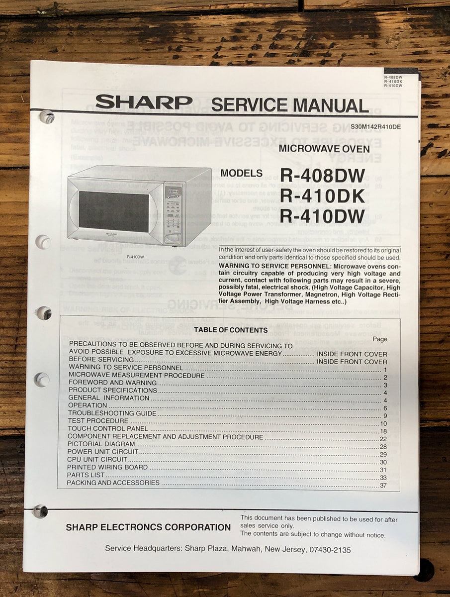 Microwave Service Manual *Original* – Vintage Audio Store - Vintage Service Manuals, Stereo ...