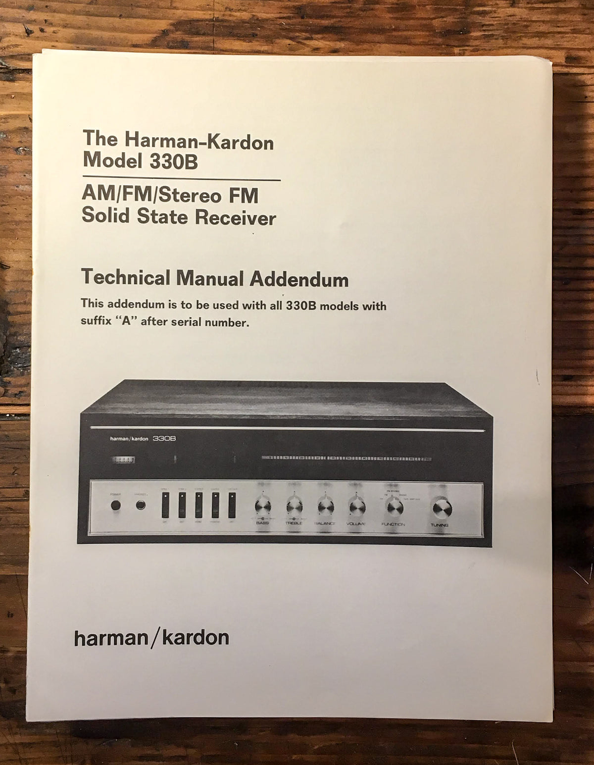 Harman Kardon HK Model 330B 330 B Service Manual *Original*
