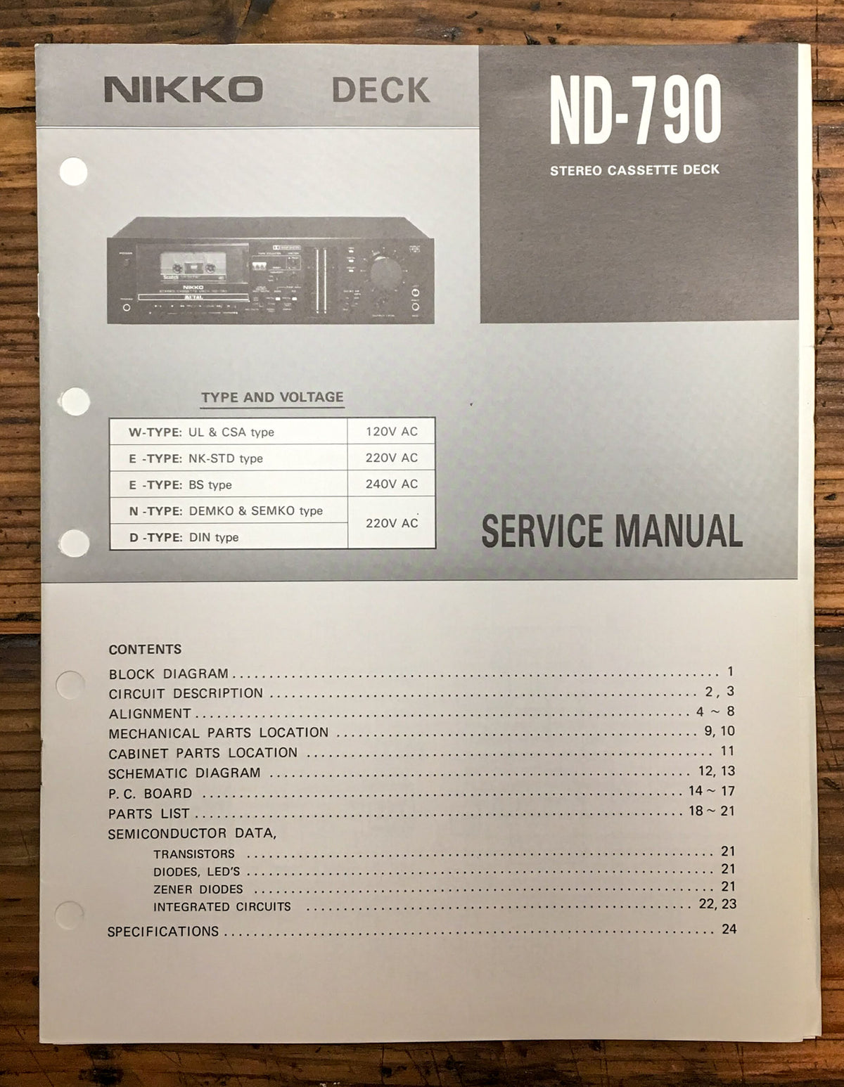 Nikko ND-790 Cassette Service Manual *Original*