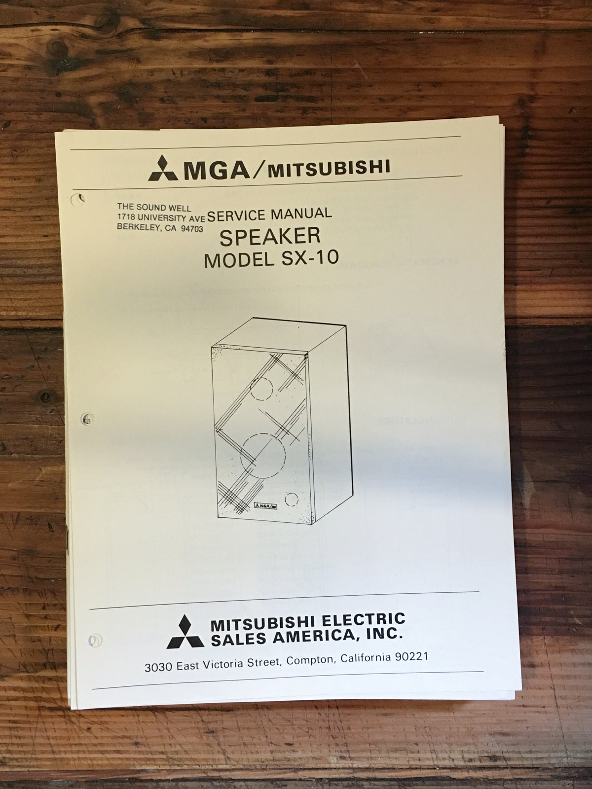 MGA / Mitsubishi SX-10 Speaker Service Manual *Original*