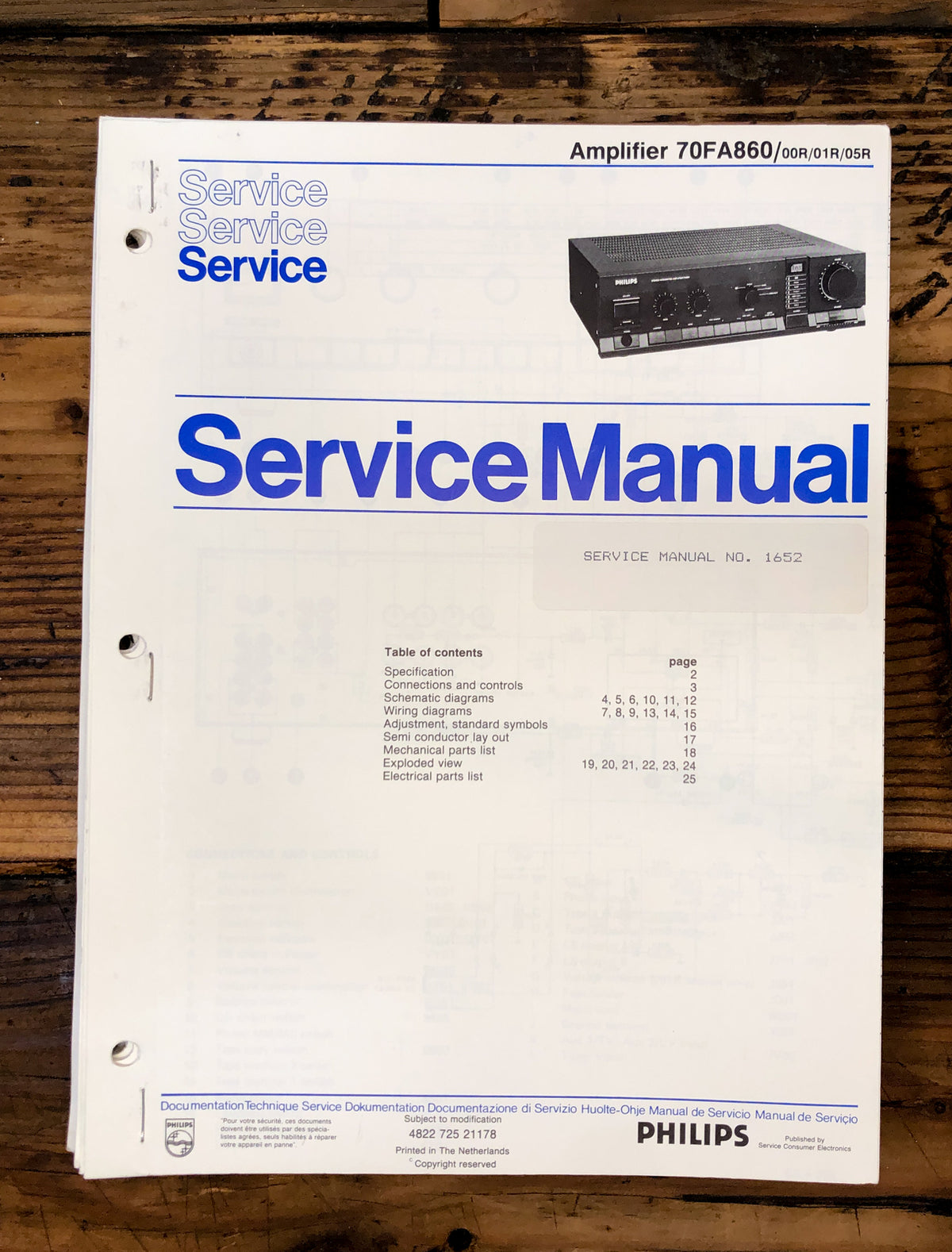 Philips FA860 / 70FA860 Amplifier Service Manual *Original*