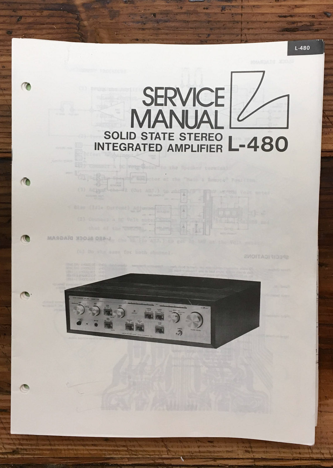 Luxman L-480 L480 Integrated Amplifier Service Manual *Original*