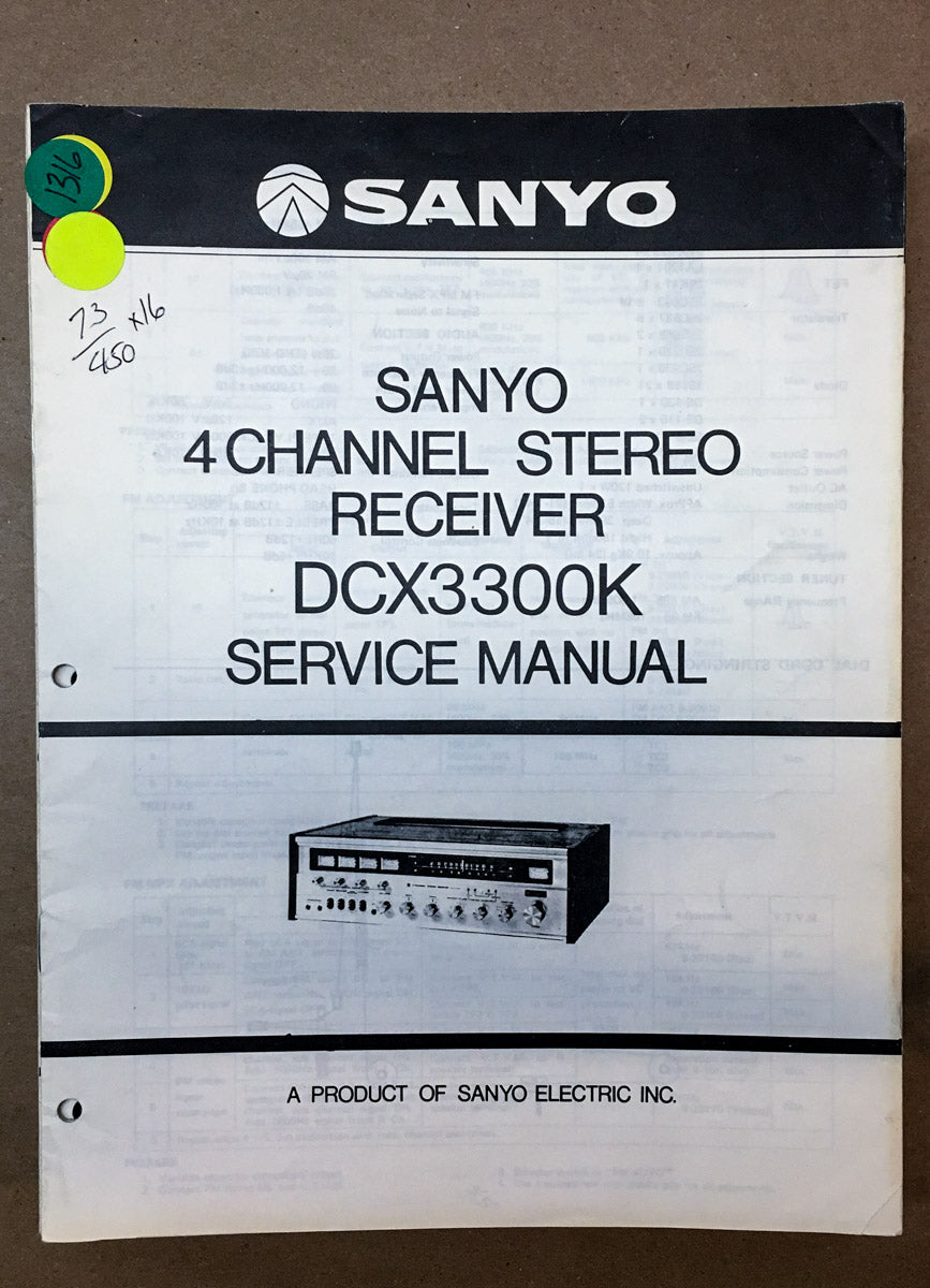 Sanyo DCX3300K DCX 3300 K Receiver Service Manual *Original*