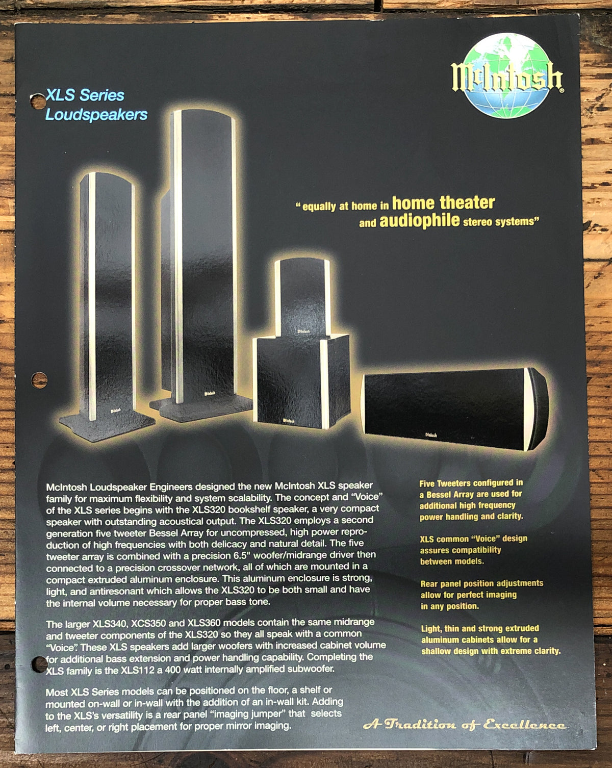 McIntosh XLS SERIES Speakers Dealer Spec Sheet *Original*