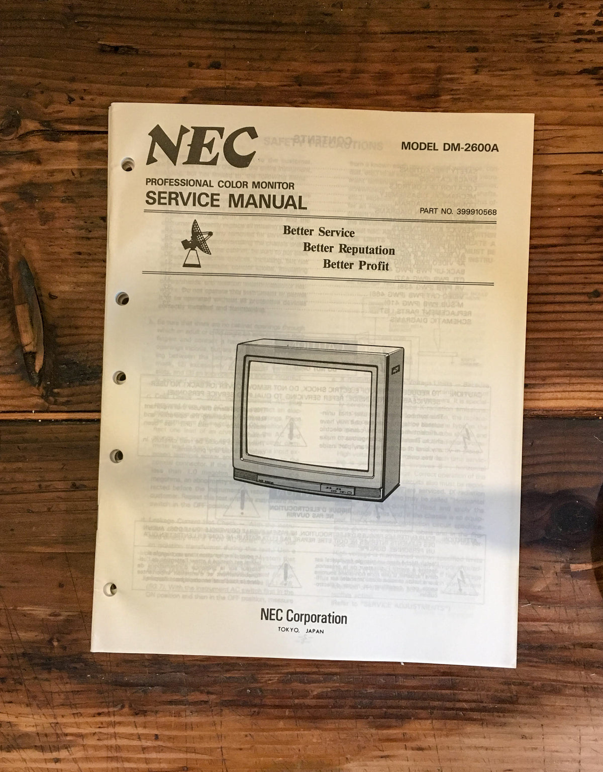NEC Model DM-2600A Monitor Service Manual *Original*