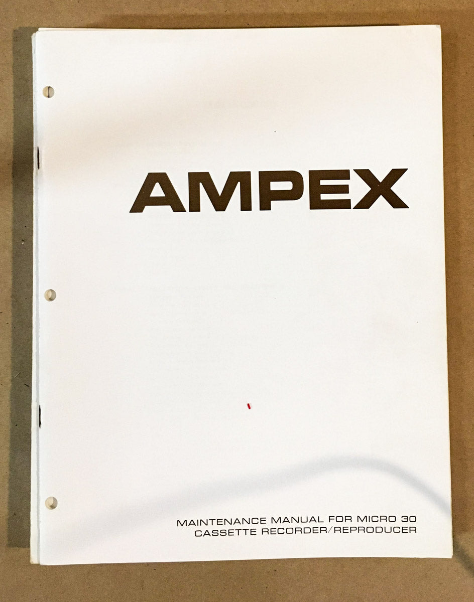 Ampex Micro 30 Cassette Player Service Manual *Original*