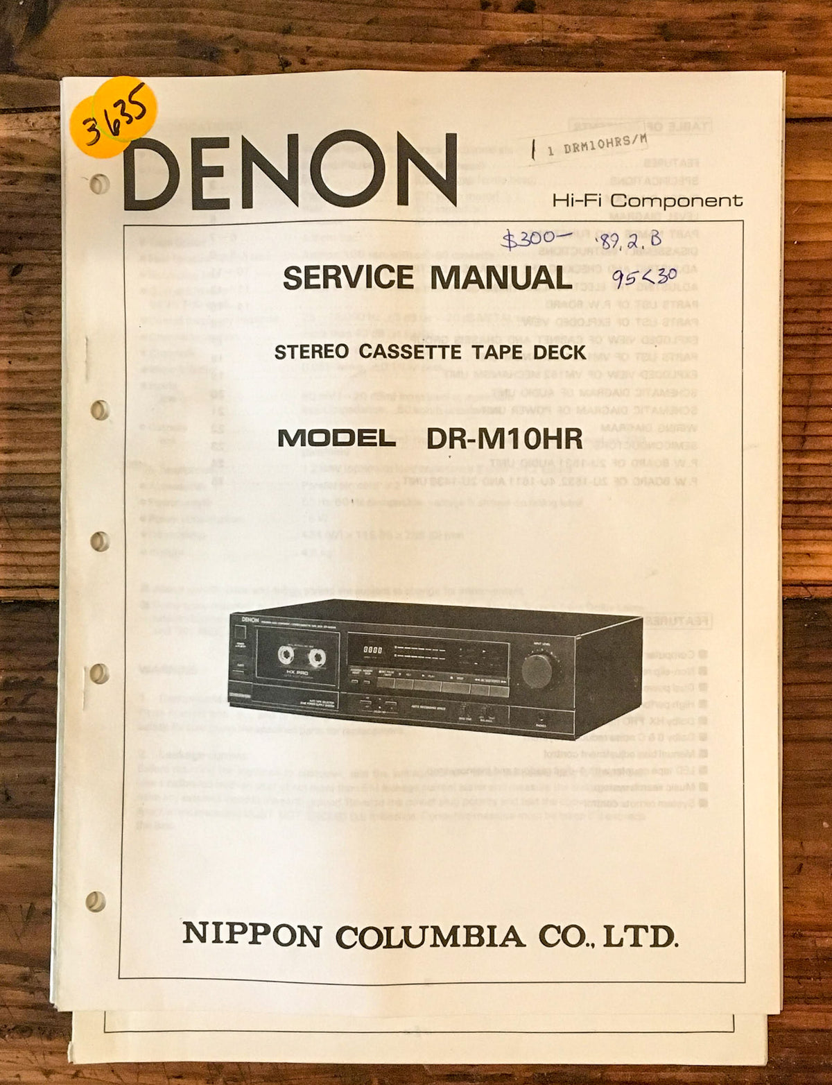 Denon DR-M10HR DR-M10 HR Cassette Deck Service Manual *Original*
