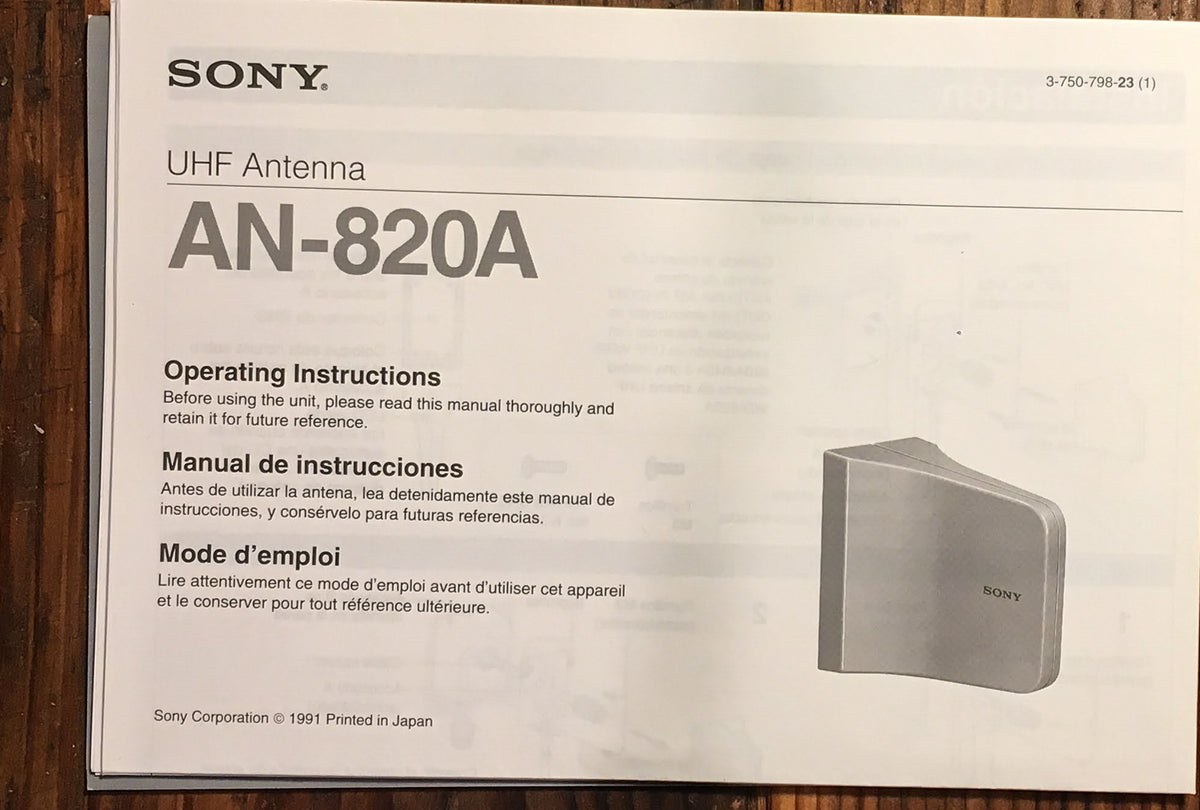 Sony AN-820A Antenna Owners / User Manual *Original*