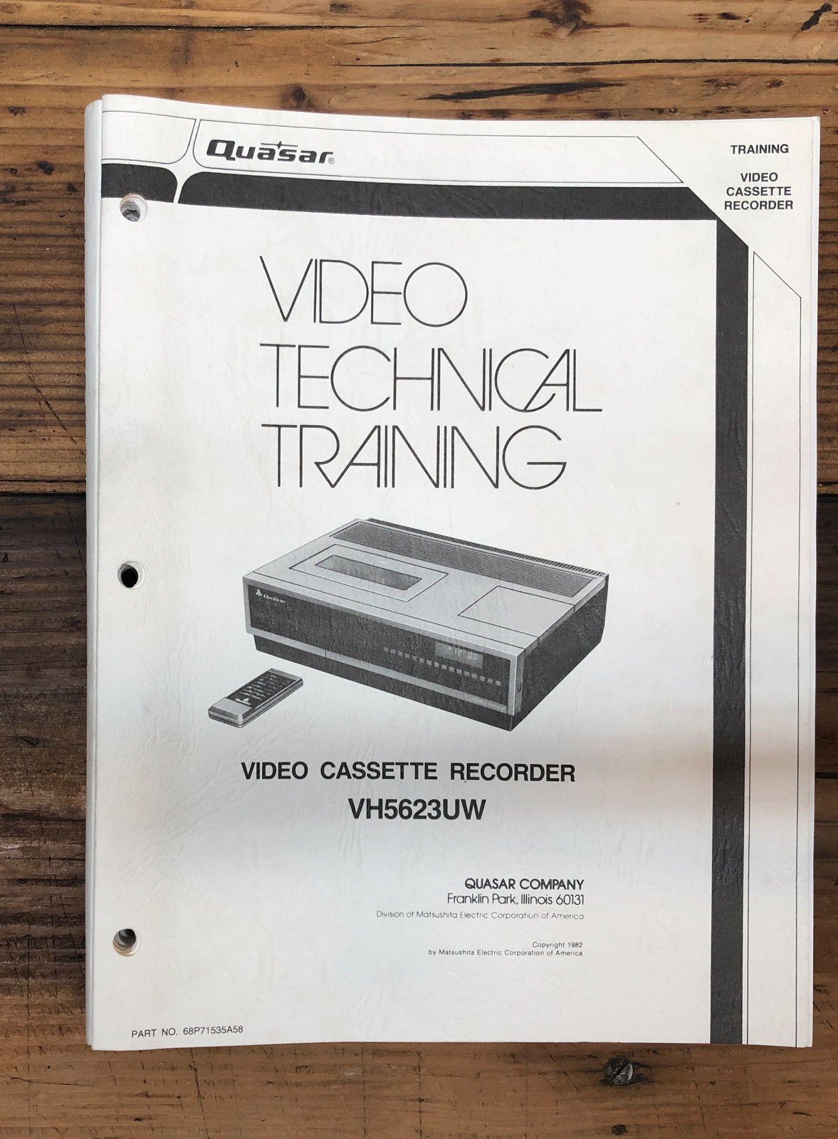 Quasar VH5623UW VH5623 UW VCR Training Manual *Original*
