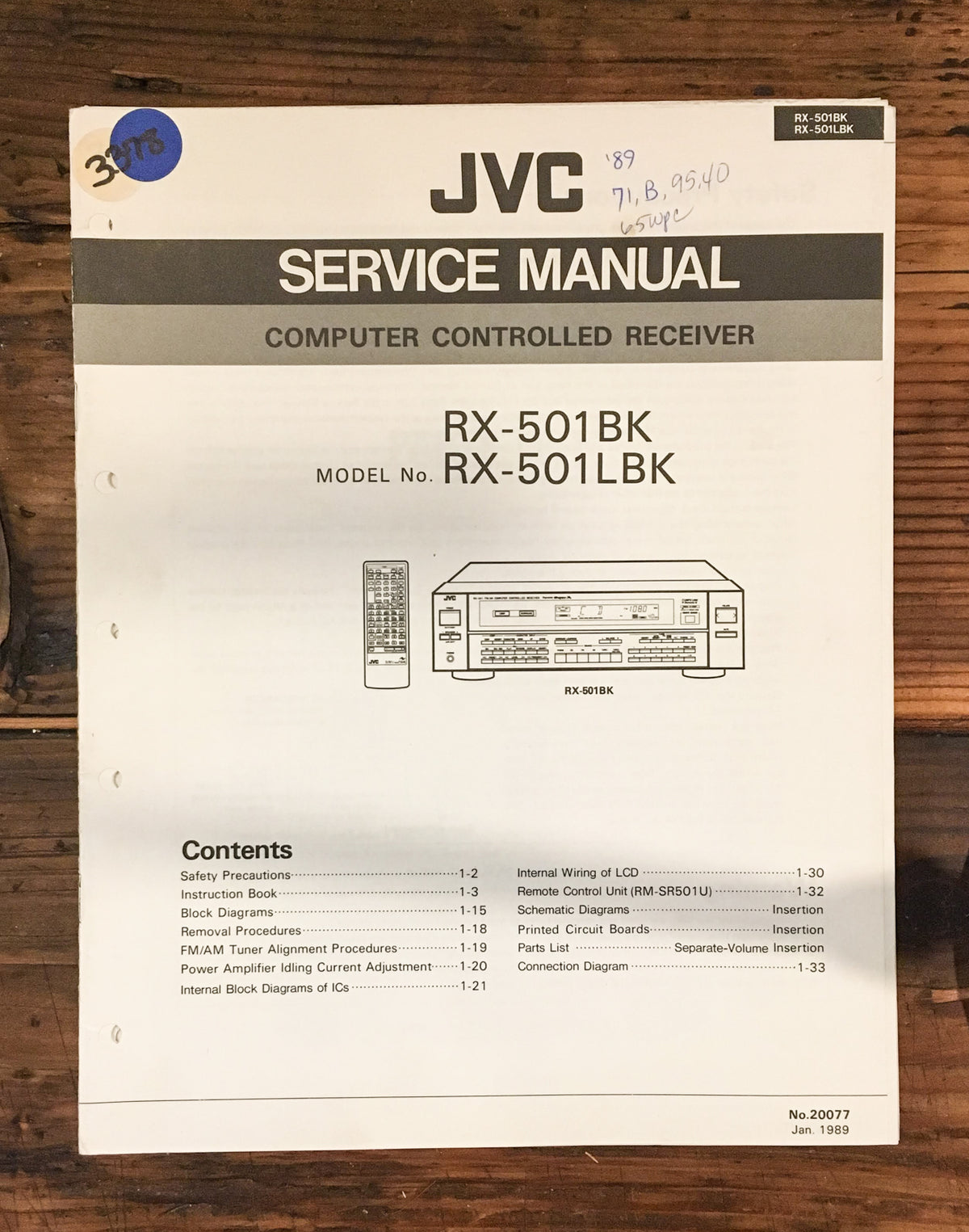 JVC RX-501 BK LBK Receiver Service Manual *Original*