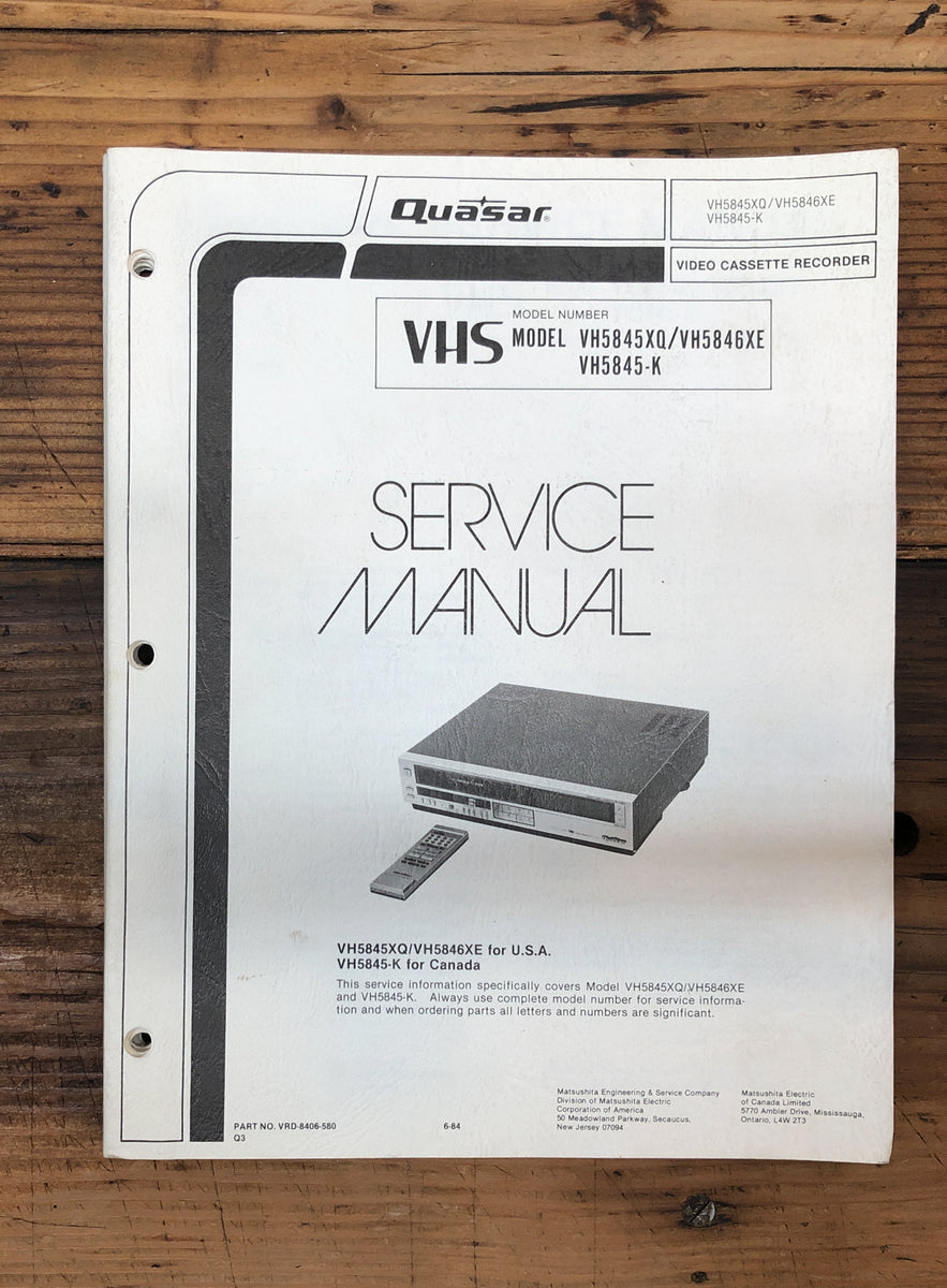 VCR Service Manual *Original* Vintage Audio Store Vintage Service Manuals, Stereo Brochures
