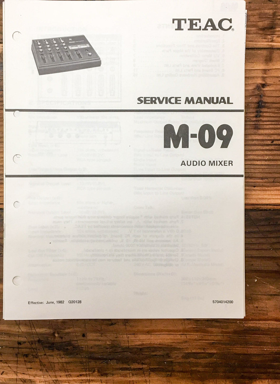 Teac M-9 Audio Mixer Service Manual *Original*