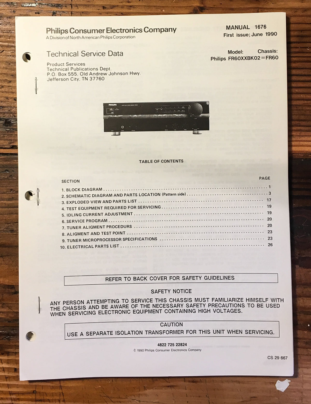 Philips FR60 FR-60 Receiver Service Manual *Original*