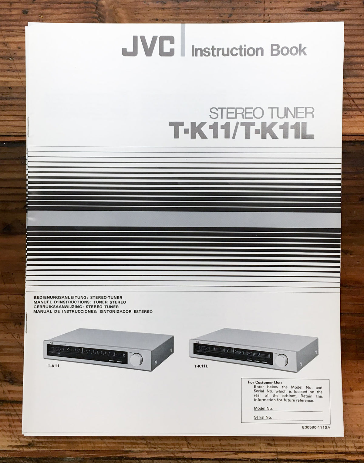 JVC T-K11 K11L Tuner Owners / User Manual *Original*