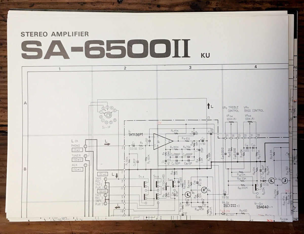 Pioneer SA-6500 II Amplifier Large Fold Out Schematic *Original*