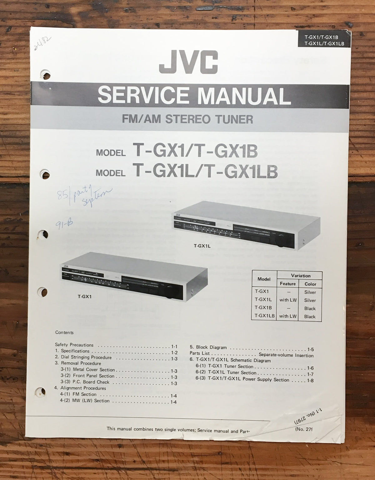 JVC T-GX1 -GX1B Tuner Service Manual *Original*