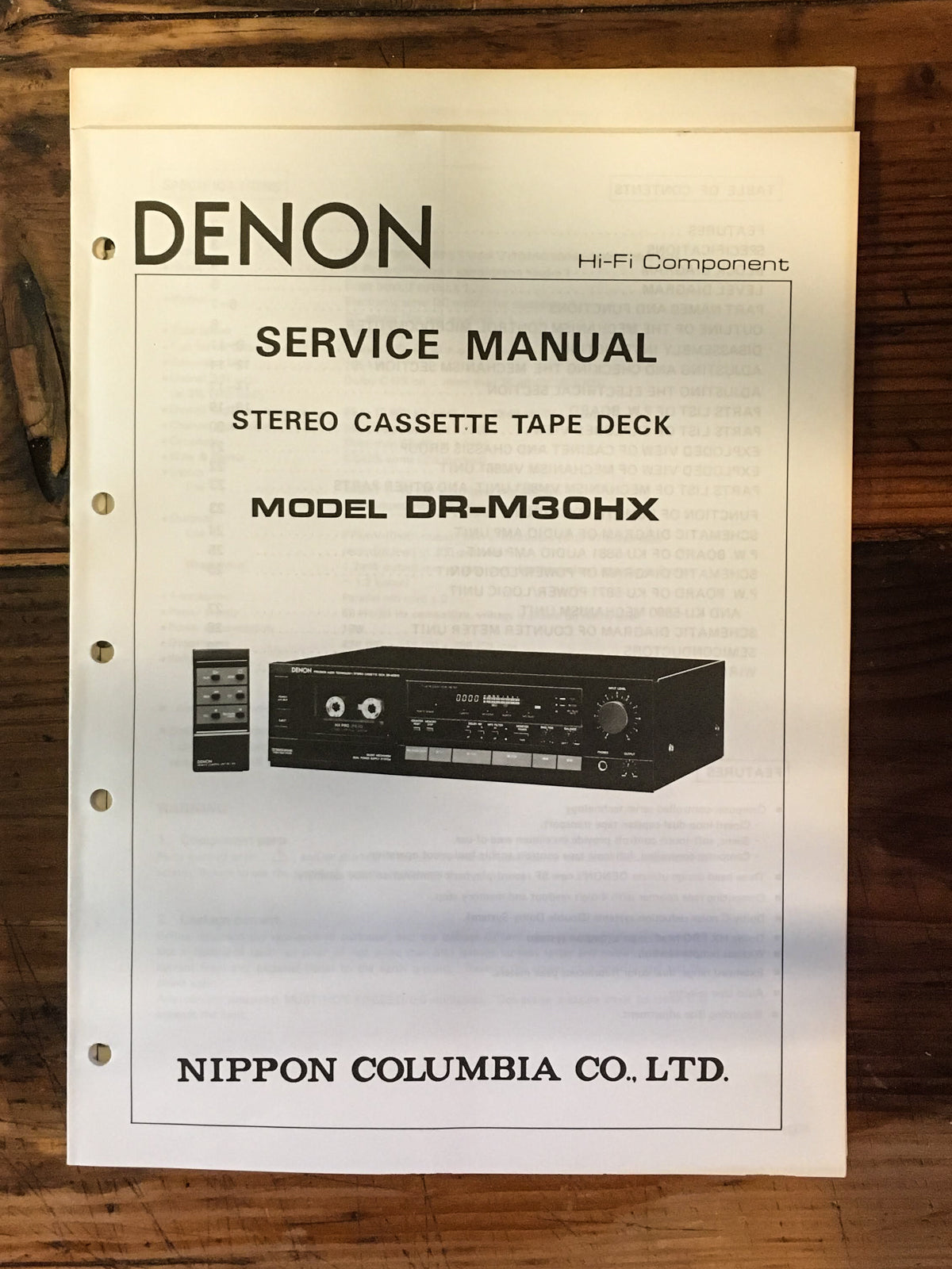 Denon DR-M30HX DR-M30 HX Cassette Service Manual *Original*