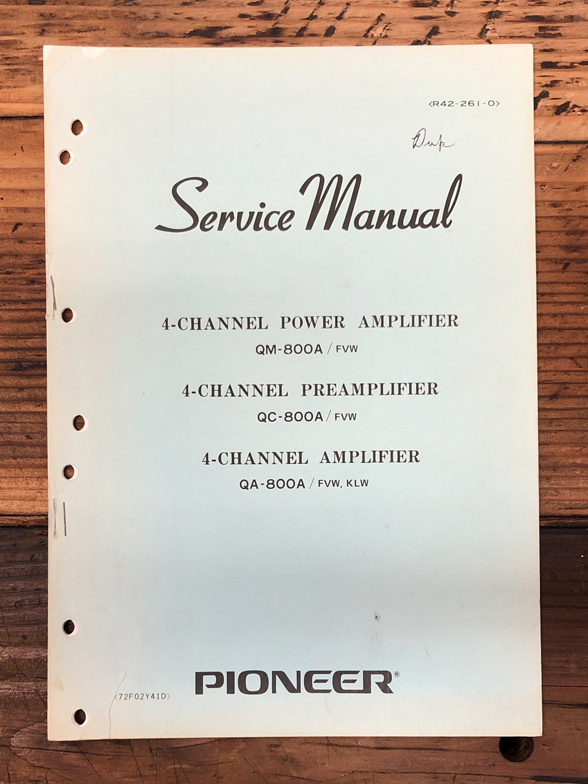 Pioneer QM-800A QC-800A QA-800A Stereo Service Manual *Original*