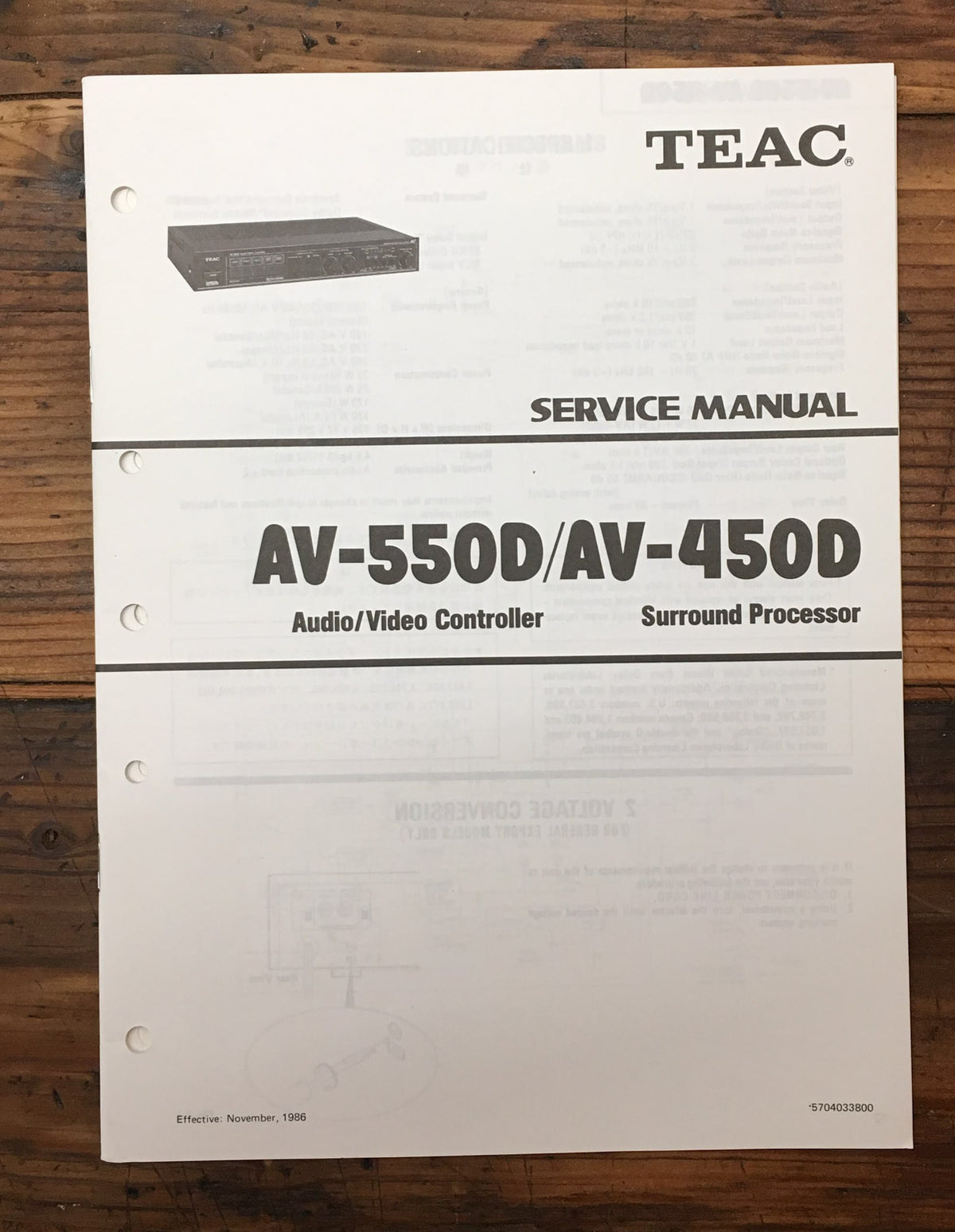 Teac AV-550D AV-450D Cassette Deck Service Manual *Original*