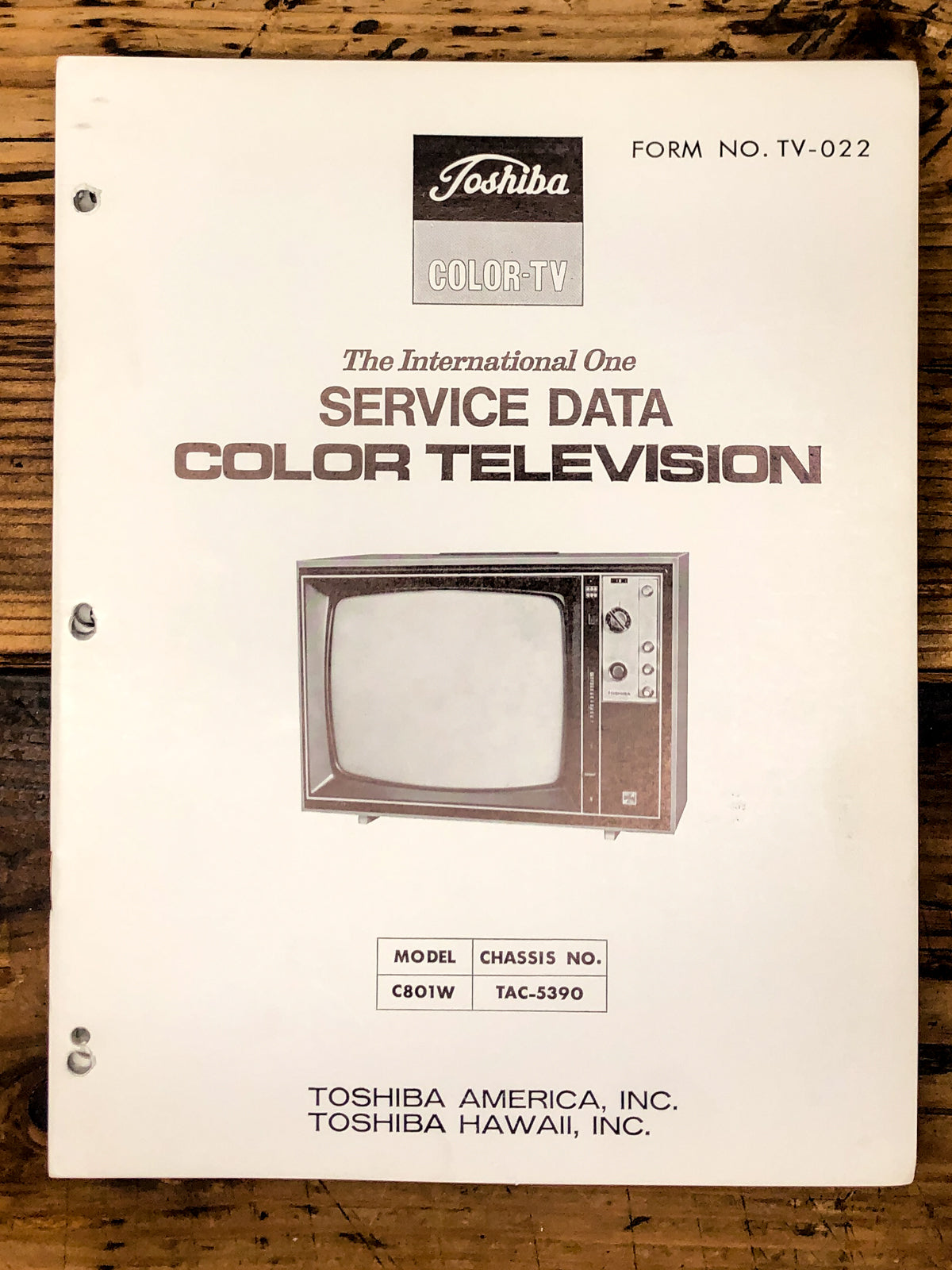 Toshiba C801W TAC-5390 TV / Television Service Manual *Original*