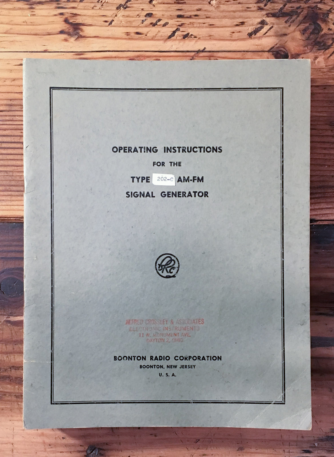Boonton Radio Type 202-C AM FM Signal Generator User / Owner Manual *Original*