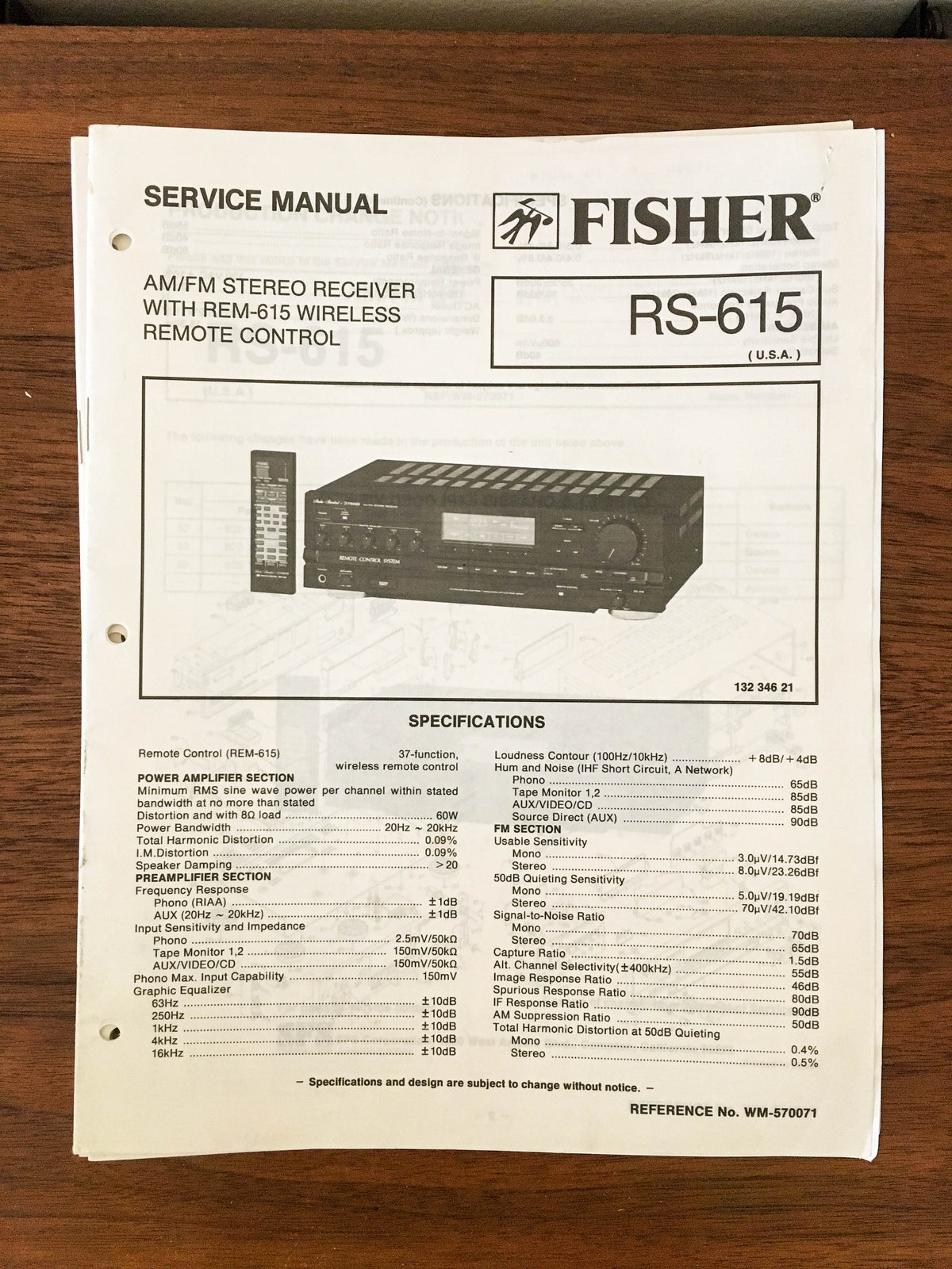 Fisher RS-615 Receiver Service Manual *Original* #1