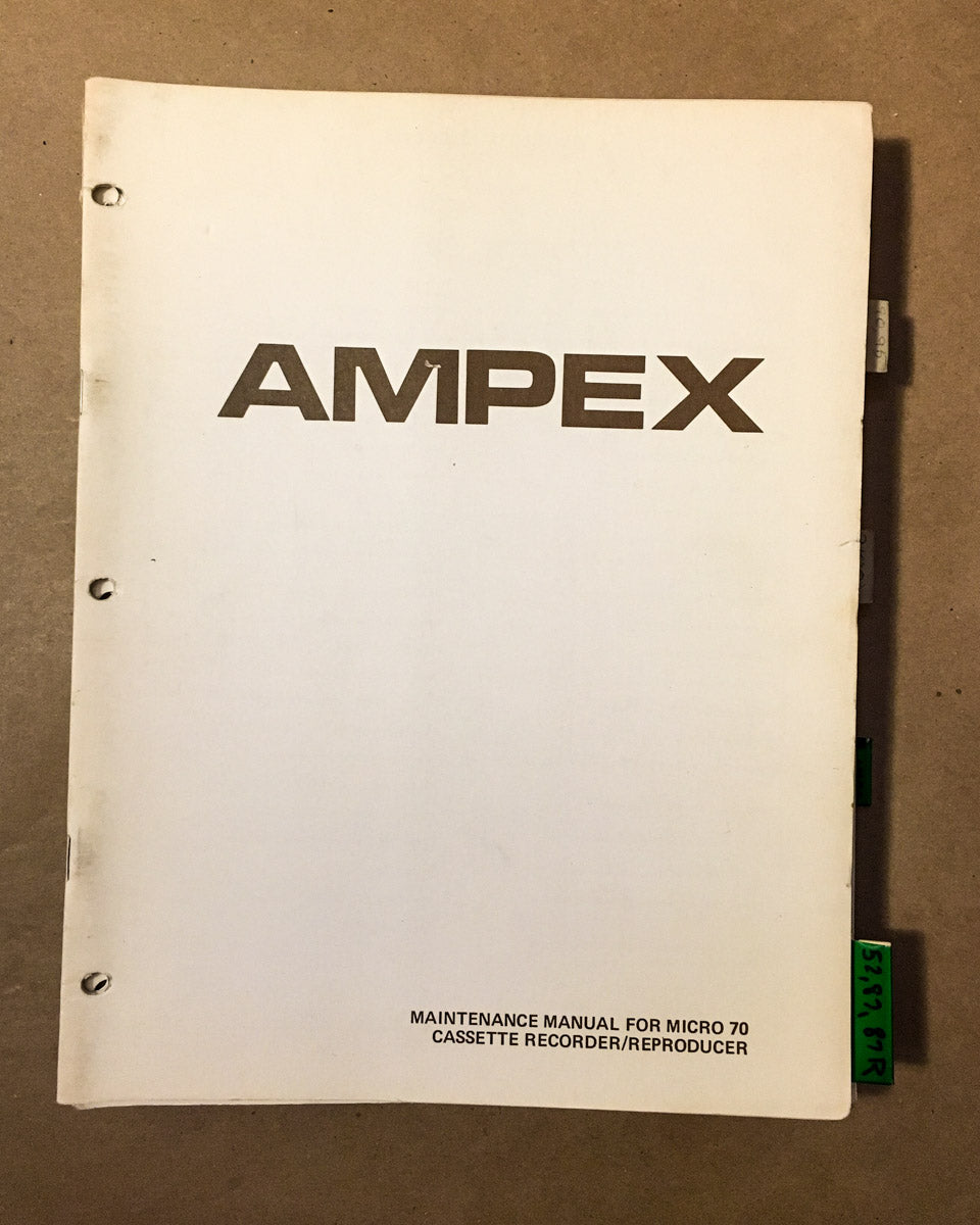 Ampex Micro 70 Cassette Service Manual *Original*