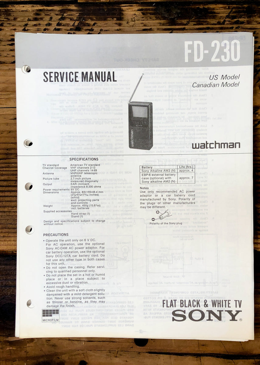 Watchman TV Service Manual *Original* Vintage Audio Store Vintage