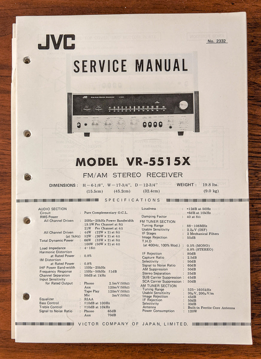 JVC VR-5515X Receiver Service Manual *Original*