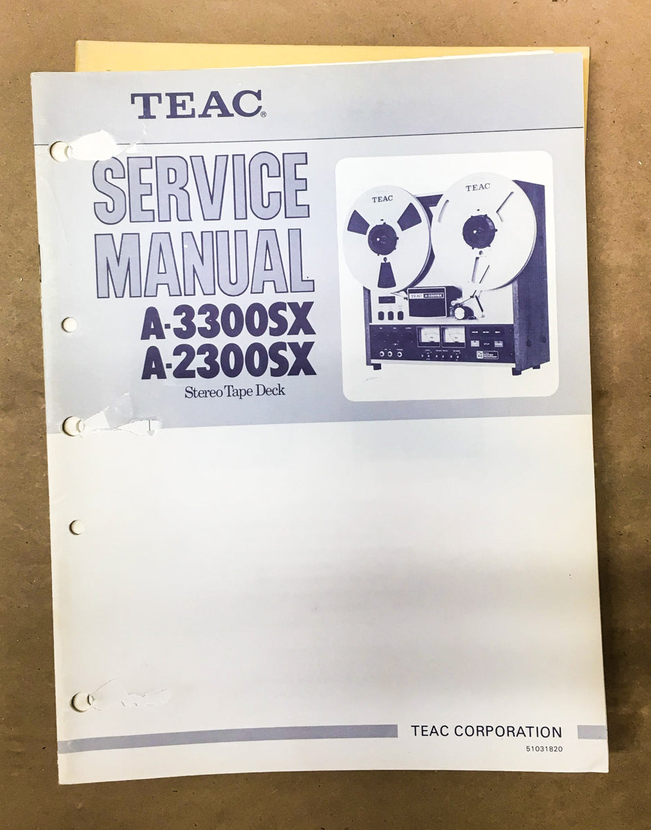 Teac A-2300SX A-3300SX Reel to Reel Service Manual *Original*